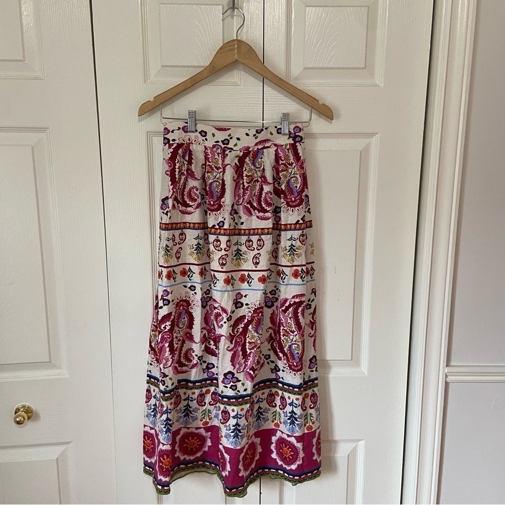 Caroline Constas NWT Linen Floral Printed Long Midi Skirt Size XS - Picture 5 of 15